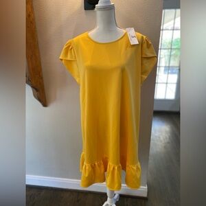 women’s plus 2xl Jasambac tulip sleeve ruffle hem midi dress - Brand new! Yellow